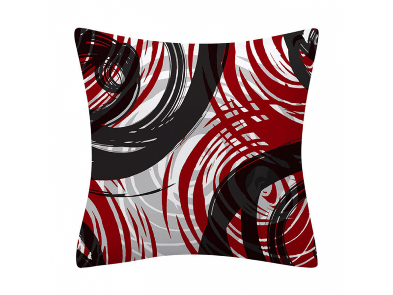  Lot de 4 housse de coussin 45 x 45 cm, rouge noir motif géométrique taie d'oreiller décoratif canapé en coton et lin pour canapé lit chambre chaise jardi  - Conforama C