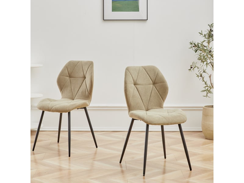  Lot de 6 chaises - chaise de salle à manger vintage en forme de diamant - chaise en lin - pieds en métal(vert) Grand-house - Conforama D