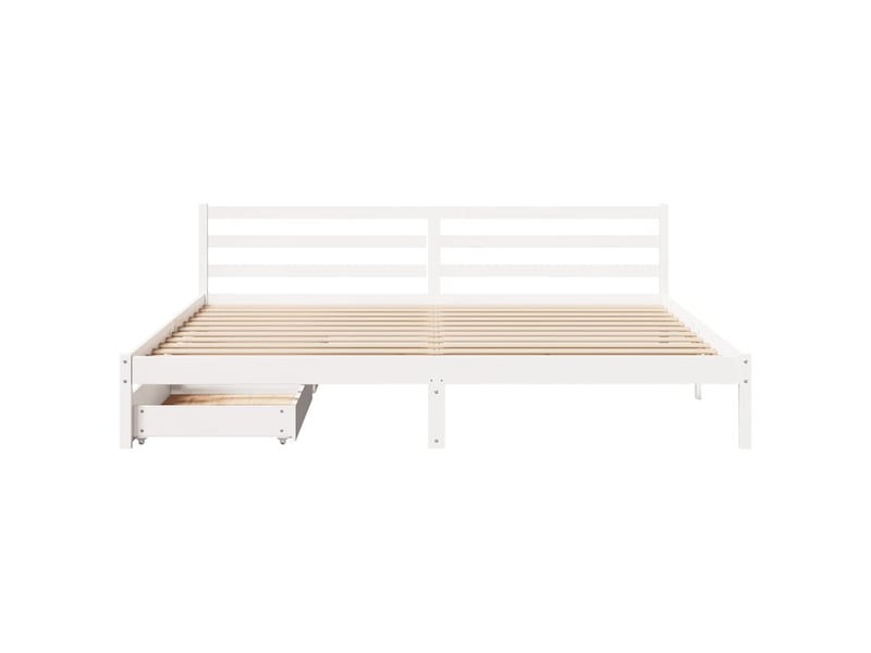 Lit double- lit adulte - cadre de lit sans matelas blanc 200x200 cm bois massif de pin - Conforama C