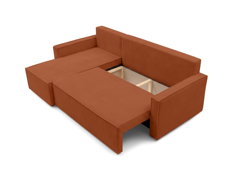  Farah - canapé d'angle reversible convertible 4 places accoudoirs slim velours cotelé  - Conforama D