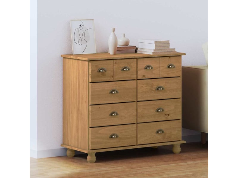  Commode chambre adulte, armoire à tiroirs askim marron 91x40x79 cm bois de pin massif  - Conforama B
