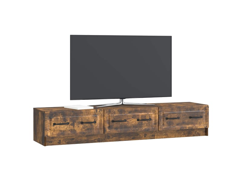  Meuble tv - banc tv - meuble de rangement 147 x 34,5 x 27 cm chêne fumé bois d'ingénierie  - Conforama C