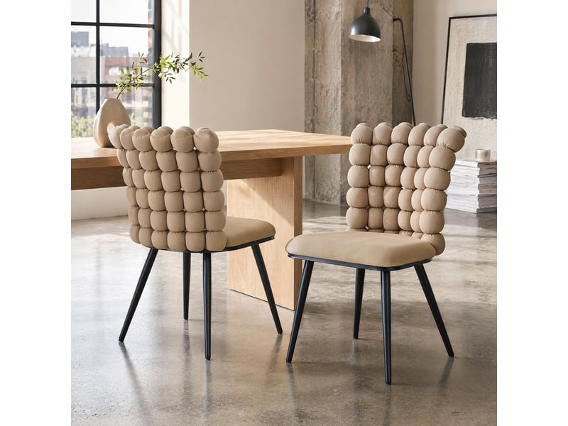  Chaises de salle à manger 54x48x88 cm lot de 2 style moderne velours métal camel  - Conforama B