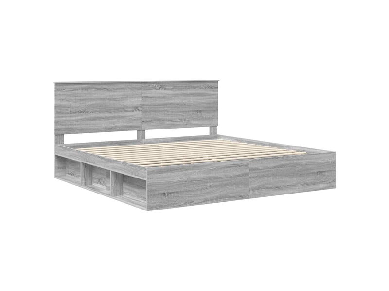Lit double- lit adulte - cadre de lit gris sonoma 200 x 200 cm bois de pin massif - Conforama C