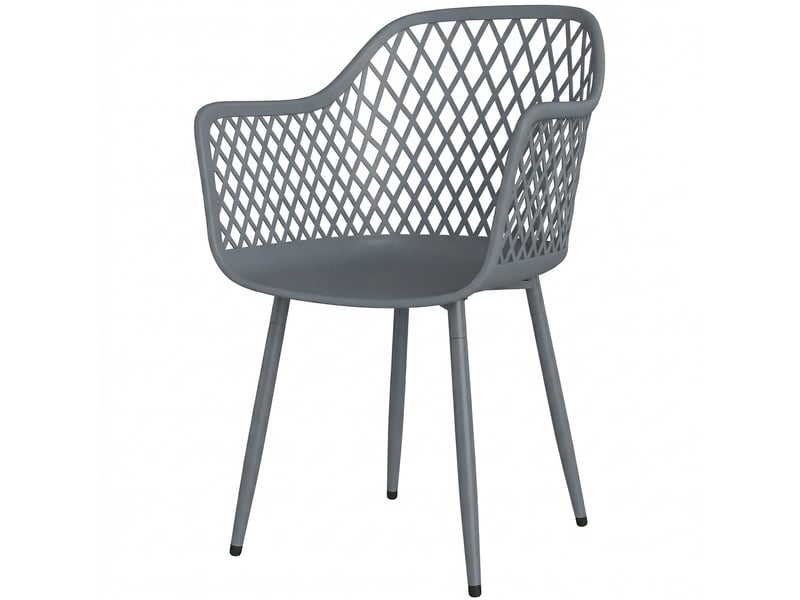  Lot de 4 chaises de jardin avec accoudoirs plastique et métal gris foncé 56 x 51 x 84 cm  - Conforama B