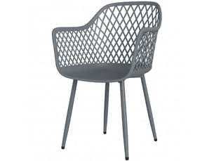 Lot de 4 chaises de jardin avec accoudoirs plastique et métal gris foncé 56 x 51 x 84 cm