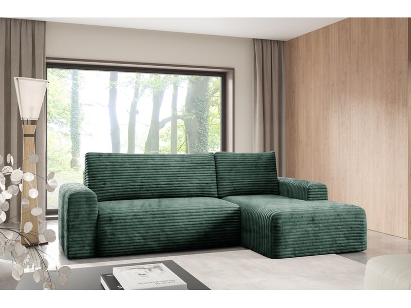 Canapé d'angle convertible en velours côtelé sontii vert - Conforama B
