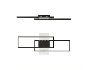 Plafonnier led,70x30x7 cm,meulva,43 w avec télécommande,acier et plastique,noir