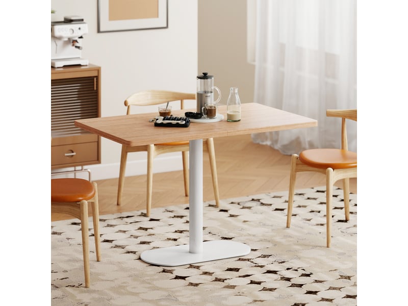 Table à manger rectangulaire pour 6 personnes, table de cuisine piétement et plateau épais chêne blanc, 120 x 70 x 75 cm - Conforama W