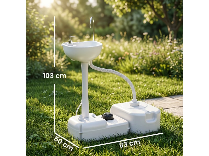  Évier à main portable station de lavage camping jardin extérieur voyager avec d'eau réservoir 17l gris  - Conforama C