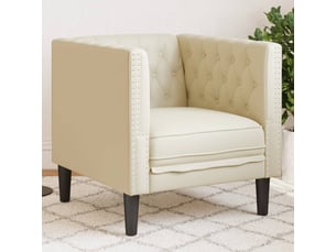 Fauteuil chesterfield crème similicuir