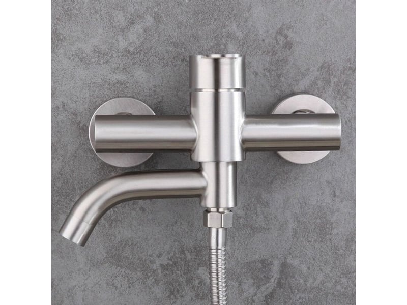  Robinet mitigeur de douche, plage d'installation : 13-17 cm, surface brossée, système de salle de bain maison et jardin bricolage  - Conforama D