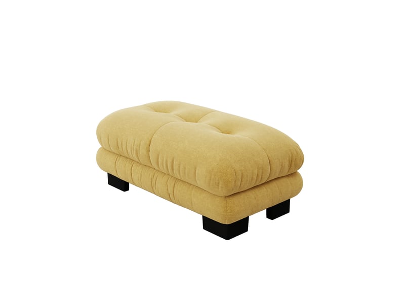  Pouf repose-pieds salon - 112x68x52 cm - ottoman velours confortable en chenille - jaune  - Conforama A