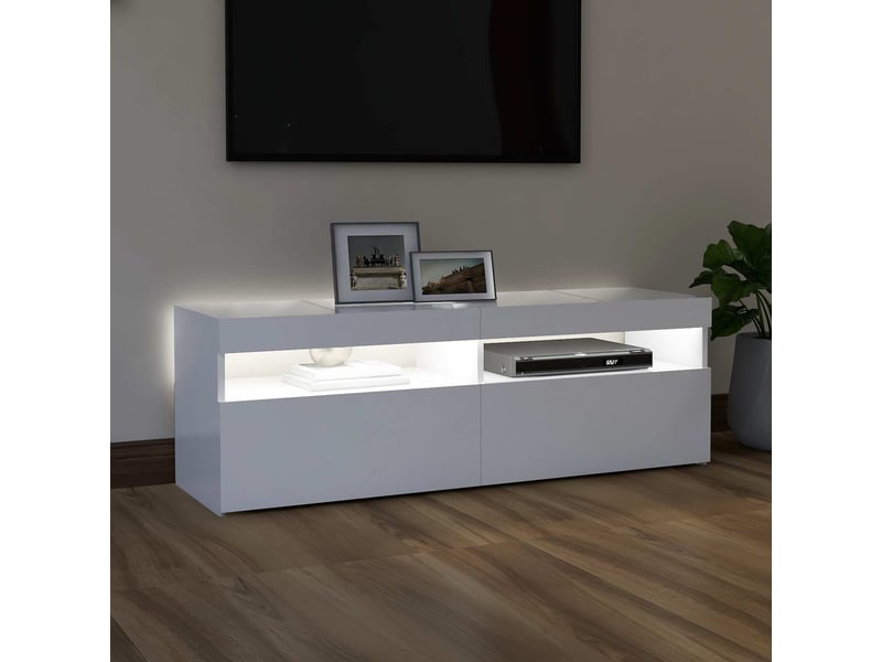  Meuble tv - banc tv - meuble de rangement avec lumières led blanc 120x35x40 cm  - Conforama C