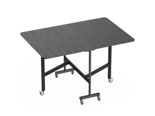 Table à manger pliante sur roulettes pour 4-6 personnes 120 cm, roues avec freins, industriel, 2 abattants, noir