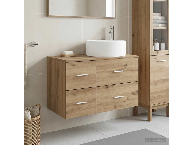  Ensemble de mobilier de salle de bain 2 pc chêne artisanal cf64060  - Conforama B