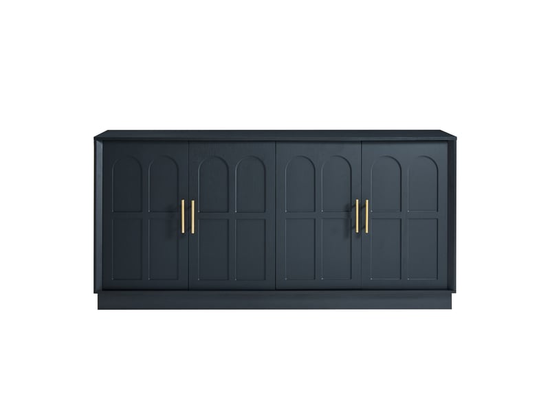 Buffet et enfilade avec 4 portes et étagères réglables pour salon cuisine salle à manger en mdf 169×40×80 cm noir - uvrion - Conforama A