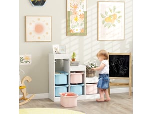 Meuble de rangement pour jouets des enfants avec 6 bacs amovibles, 3 niveaux de rangement, multicolore, 96 x 38,5 x 90