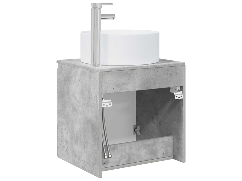  Meuble de lavabo mural, rangement salle de bain gris béton 49.5x44.5x65.5 cm  - Conforama E