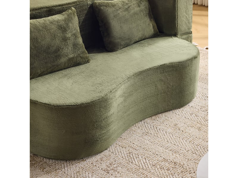  Canapé droit convertible 2 places vert olive en tissu, pliable avec 2 coussins, idéal pour salon ou chambre d'amis  - Conforama D