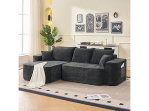 Canapé d'angle, canapé modulable, en chenille, assise profonde, style cloud, 264 cm, mobilier pour espace de vie, pour salon