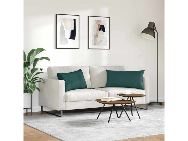  Lot de 2 coussins de canapé, coussins décoratifs tissu vert foncé 80 x 40 cm cf58991  - Conforama D