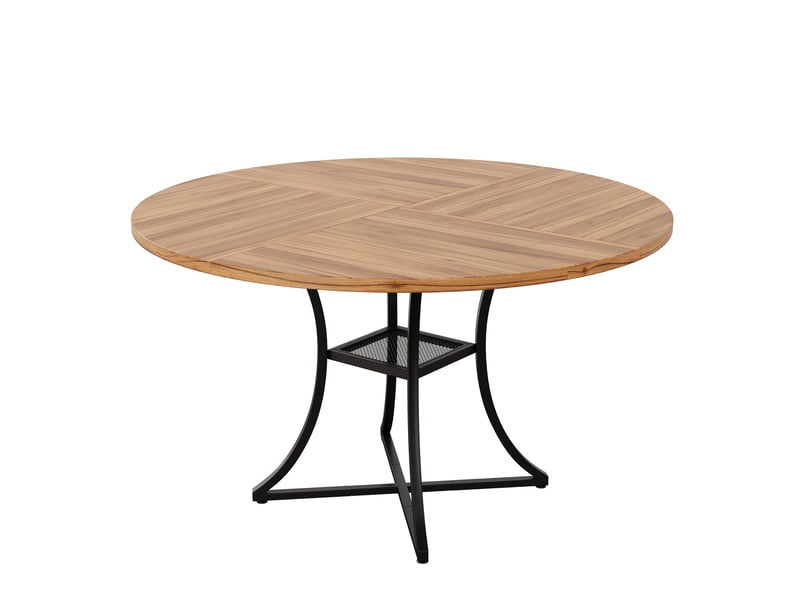  Table à manger ronde,100x100x75 cm,avec étagère,mdf,effet noyer noir  - Conforama D