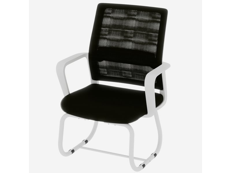  Chaise avec accoudoirs et dossier en maille noir et blanc sur pied luge IKSETERA TRADING LTD - Conforama A