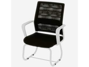 Chaise avec accoudoirs et dossier en maille noir et blanc sur pied luge