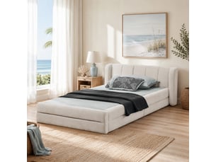 Lit simple 90x200 cm <strong>MAISENTIEL</strong>  <strong></strong> coloris beige