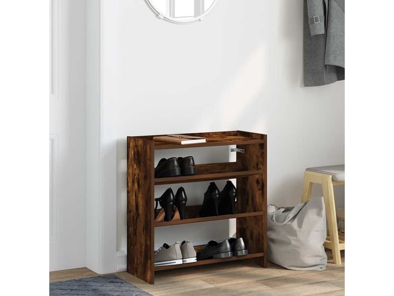  Meuble à chaussures, étagère à chaussures chêne fumé 60x25x62 cm bois d'ingénierie  - Conforama C