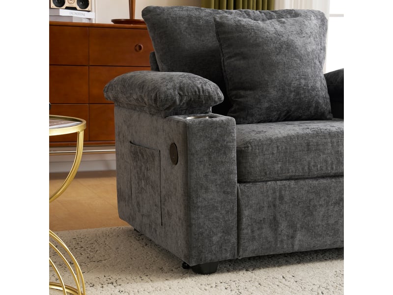  Fauteuil inclinable en tissu chenille, fauteuil relax une place convertible en canapé-lit, avec repose-pieds à 90° pour salon et bureau  - Conforama C
