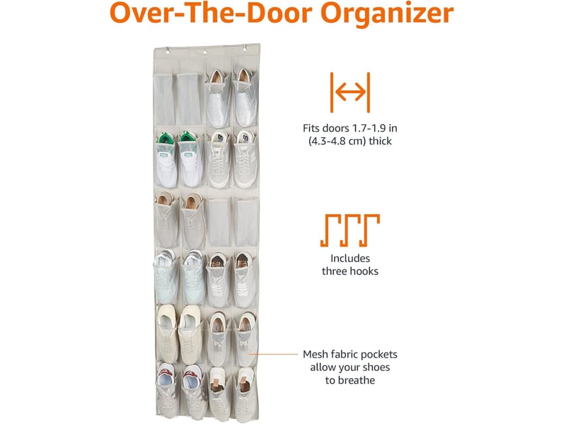  Organisateur de rangement suspendu pour porte, à chaussures, tissu en maille multicouche, 24 poches, blanc - ysk0006161sjy YSK0006161SJY - Conforama C
