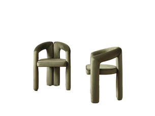 Lot de 2 chaises de salle à manger avec accoudoirs en chenille vert