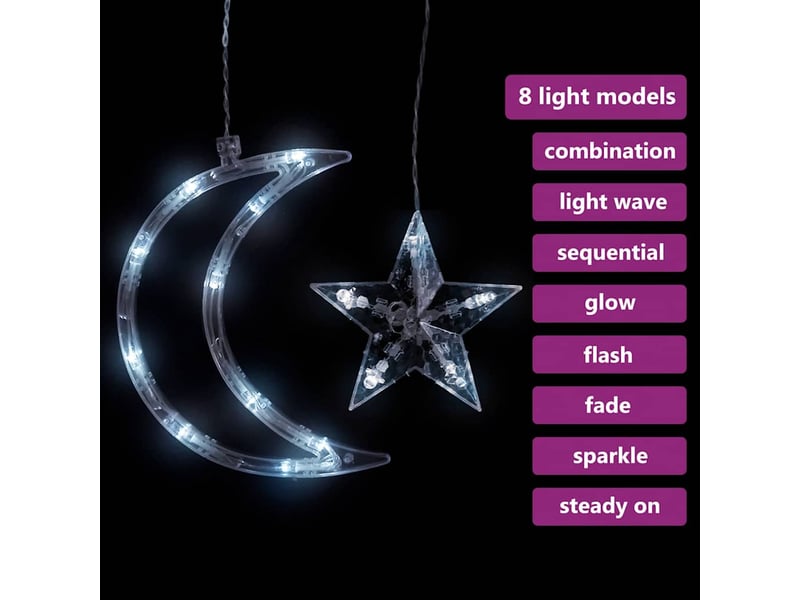 Guirlande lumineuse, éclairage de noël étoile et lune avec télécommande 345 led cf62445 - Conforama E