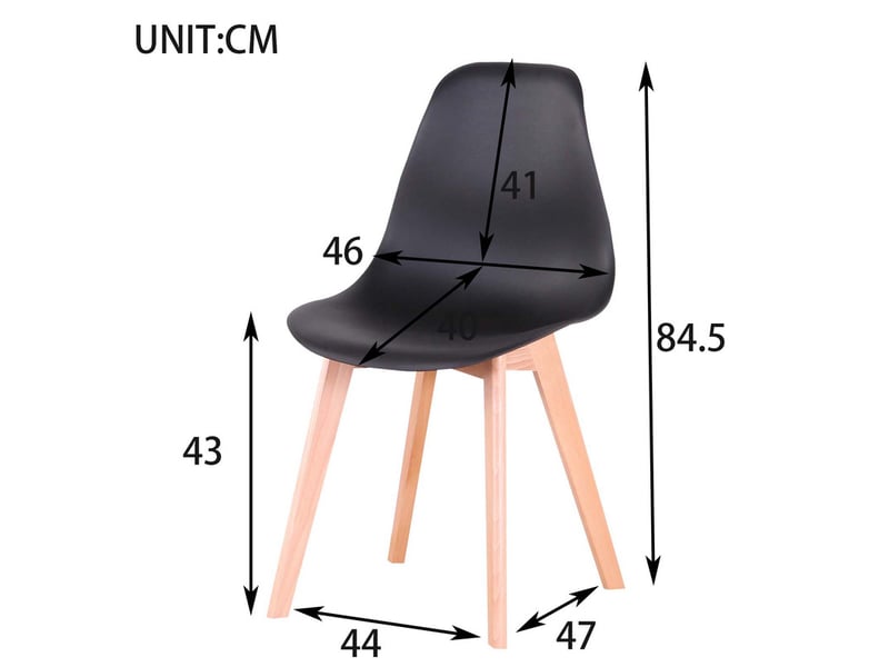  Lot de 4 chaises de salle à manger scandinaves - noir - pieds en hêtre, cuisine, salon  - Conforama E