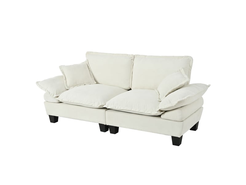 Canapé modulable, canapé 2 places; en chenille, avec accoudoirs, beige - Conforama B
