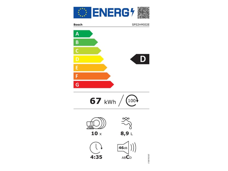 Bosch - lave-vaisselle 45cm 10 couverts 46db sps2hmi02e - série 2 SPS2HMI02E - Conforama B