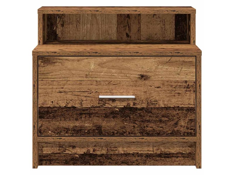  Lot de 2 tables de chevet - cabinet de chevet - table de nuit avec tiroir vieux bois 51x31x47 cm  - Conforama C