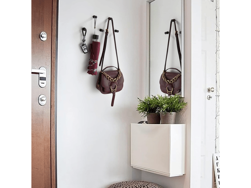  Crochets muraux, crochets à serviettes pour salle de bain, cuisine, portes, armoires et placards, paquet de 5 (noir)  - Conforama E