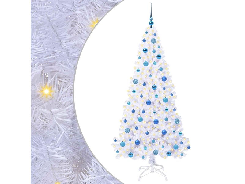 Sapin de noël artificiel, arbre de noël avec 300 led blanc 180 cm pvc et acier shl1452 - Conforama A