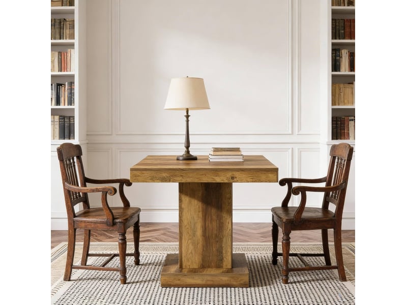  Table de salle à manger carrée 1 à 4 personnes, structure stable en mdf marron style rustique 80 × 80 × 75 cm  - Conforama D