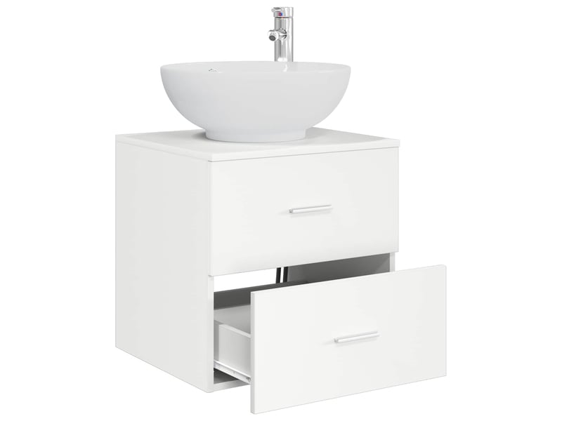  Vanité de lavabo mural, meuble de rangement blanc 49.5x44.5x66.5 cm  - Conforama C