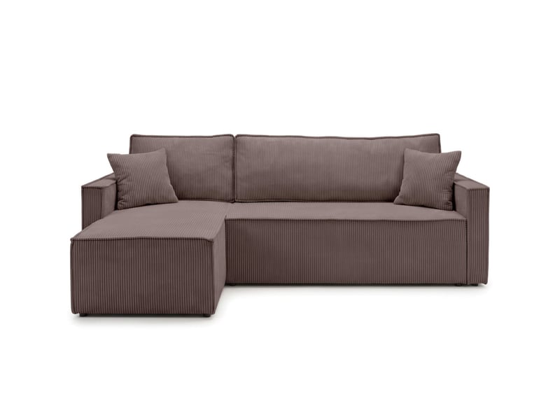  Farah - canapé d'angle reversible convertible 4 places accoudoirs slim velours cotelé  - Conforama E