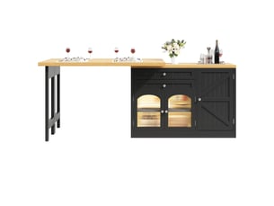 Îlot de cuisine table extensible 120-194 cm rotative 360° en mdf et métal