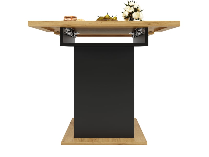 Table de salle à manger extensible de 110 à 140 cm, avec deux tiroirs et un rangement  - Conforama R