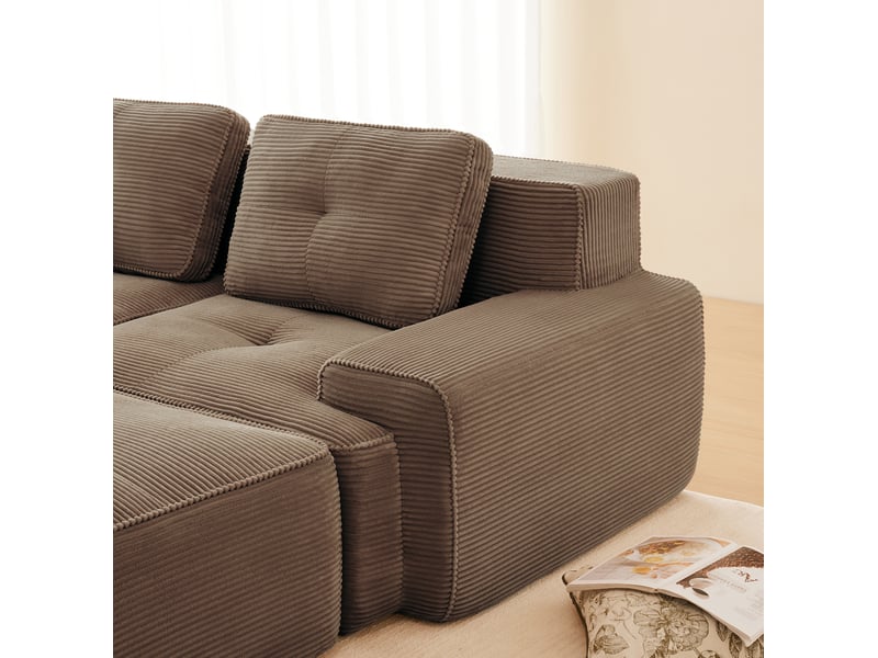  Canapé d'angle modulaire 293x177x69 cm fonction couchage 3 places marron  - Conforama D