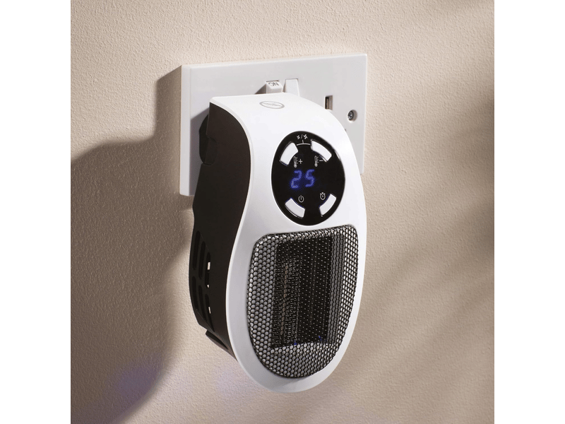  Mini-chauffage électrique blanc de 500 w, puissant et compact, avec affichage led, thermostat numérique, 2 vitesses de ventilation, minuterie réglabl, multicolore  - Conforama B