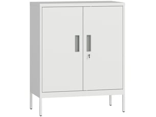 Armoire métallique blanche verrouillable 2 portes, étagères réglables, bureau, maison et garage