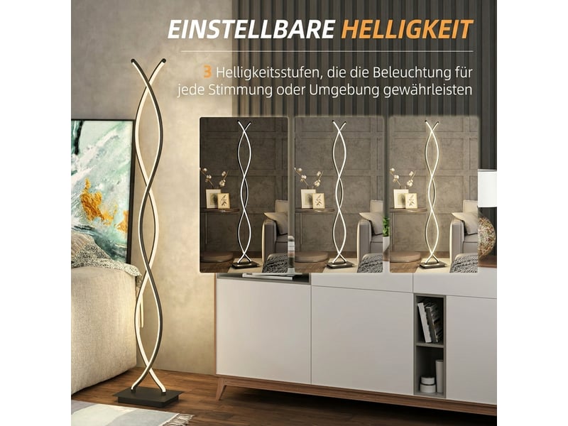  Lampadaire led dimmable 144 cm avec interrupteur au pied, noir  - Conforama E